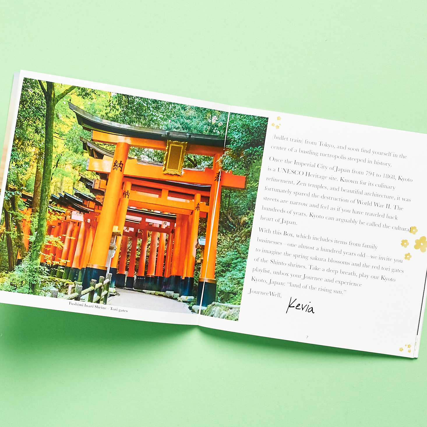 Inside of Journee Box Kyoto booklet