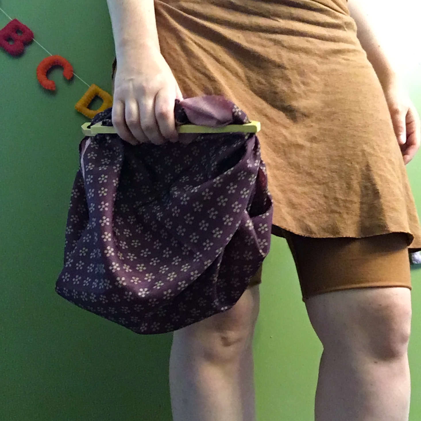 Furoshiki bag on model, from Journee Box Kyoto