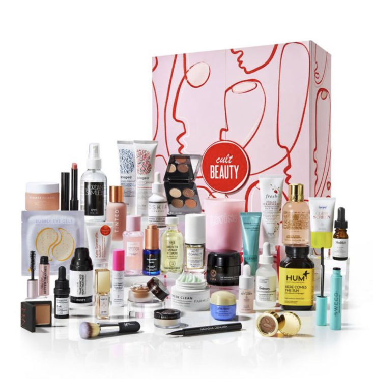 Cult beauty box and assorted make-up and skincare products