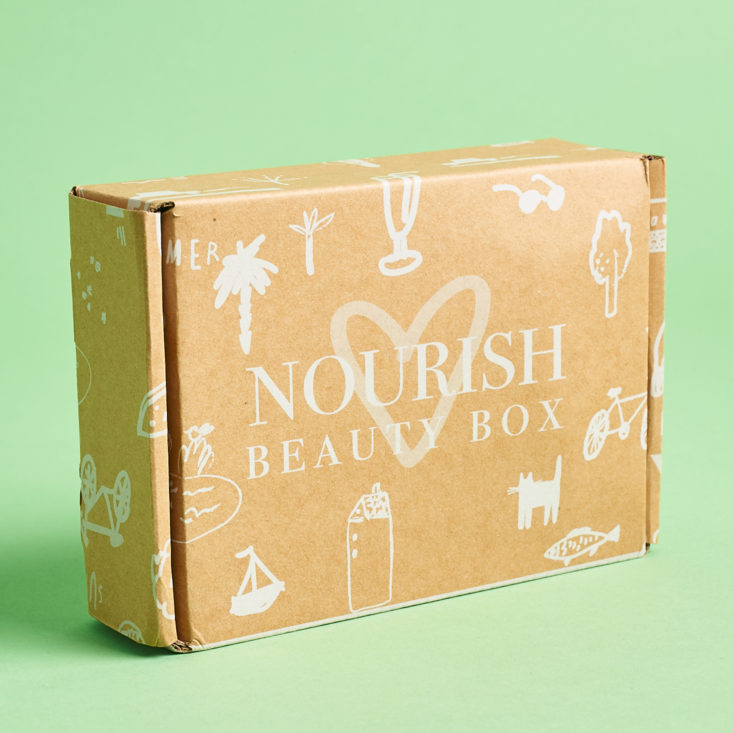 nourish beauty box on a green background