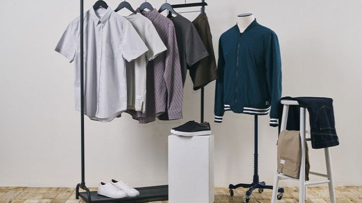 Photo of male clothing on a garment rack