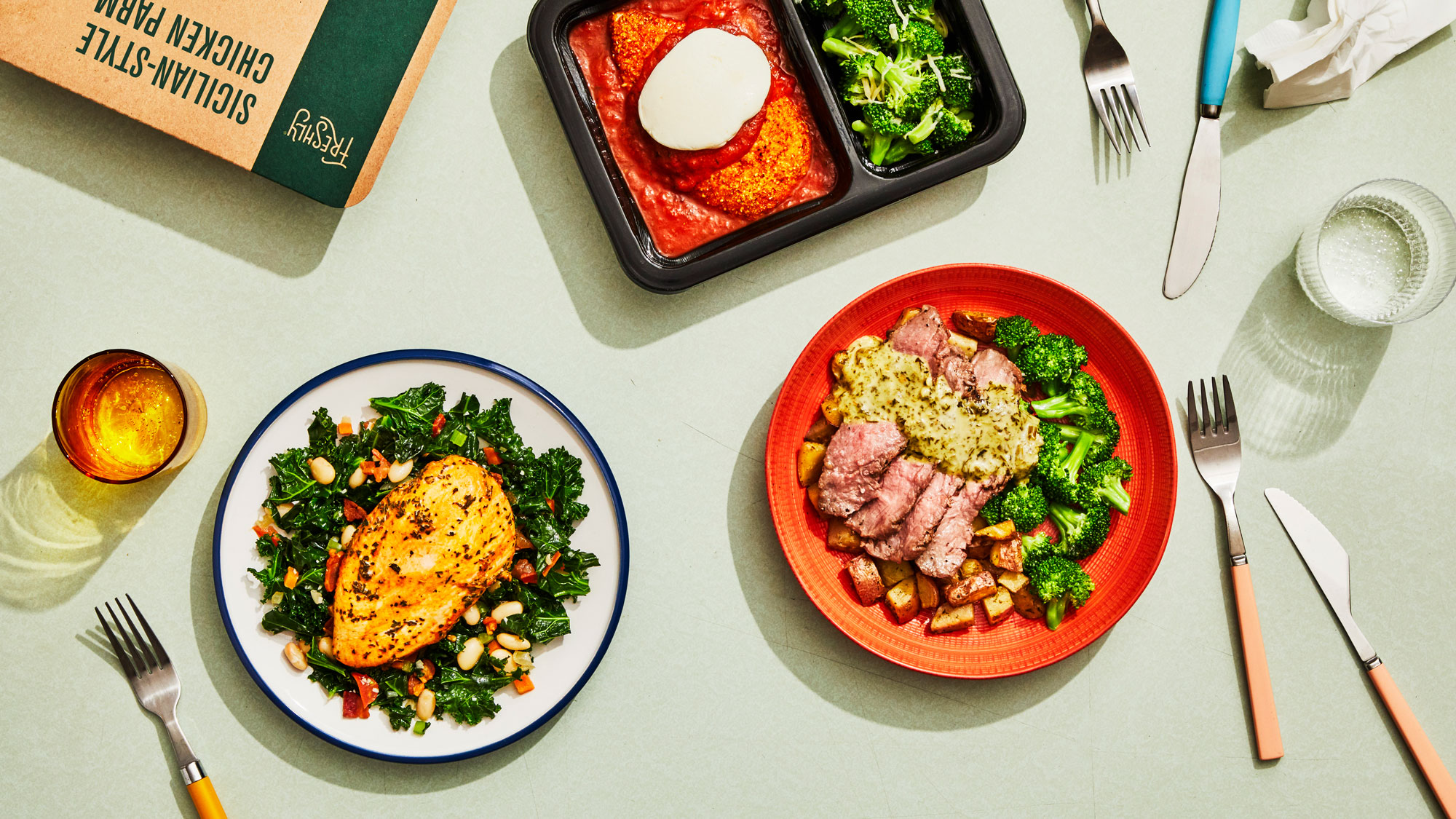 Photo of two Freshly meals on a table