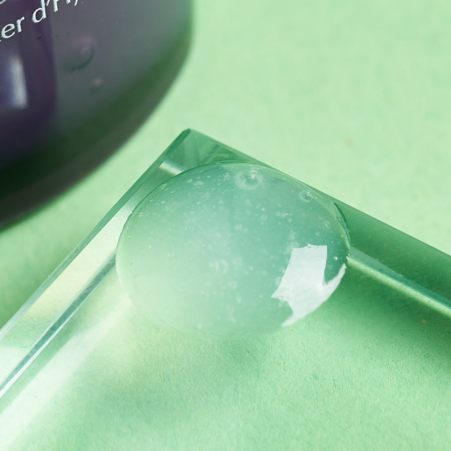 close up of clear texture of serum