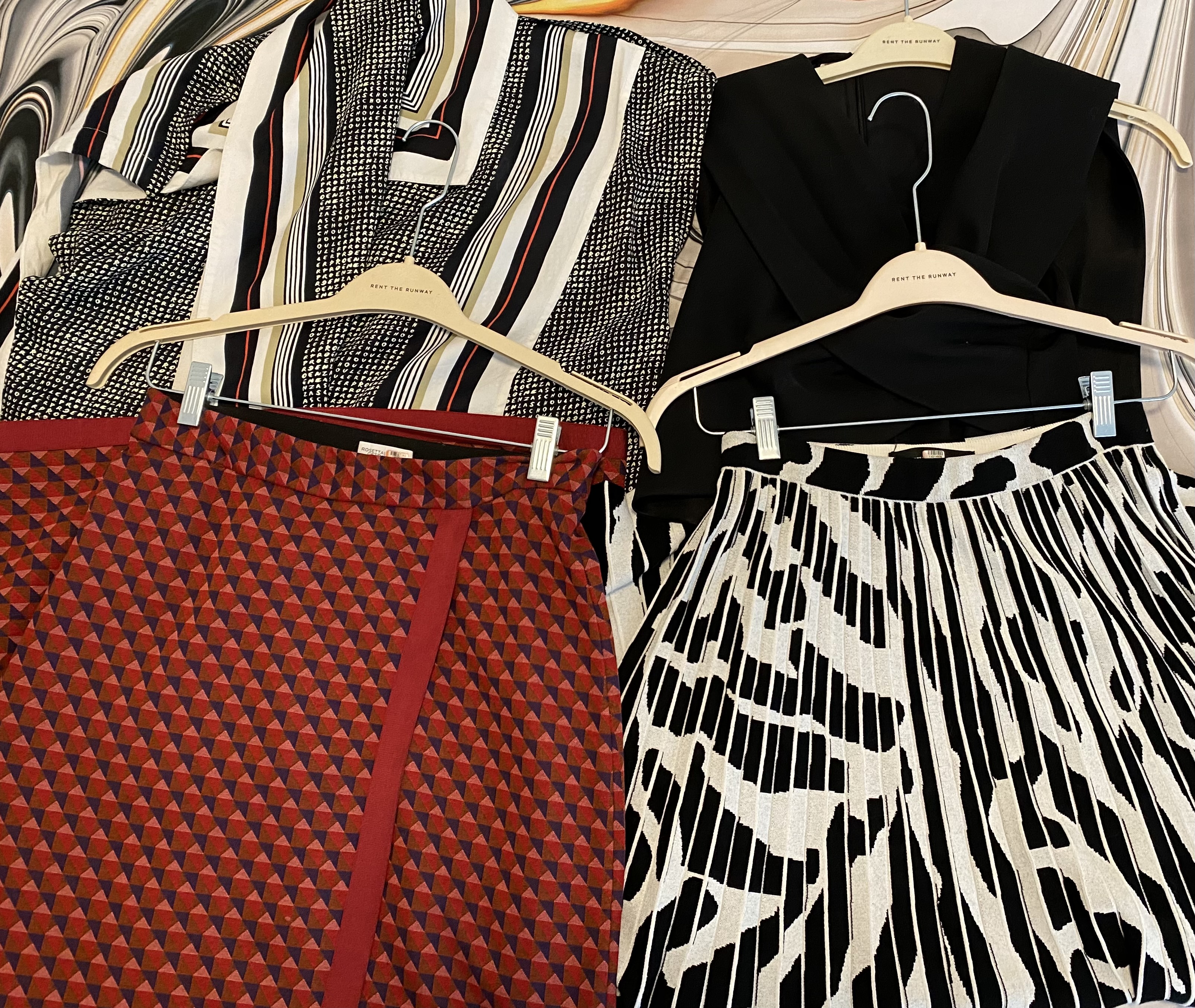 Two skirts and two tops from Rent the Runway