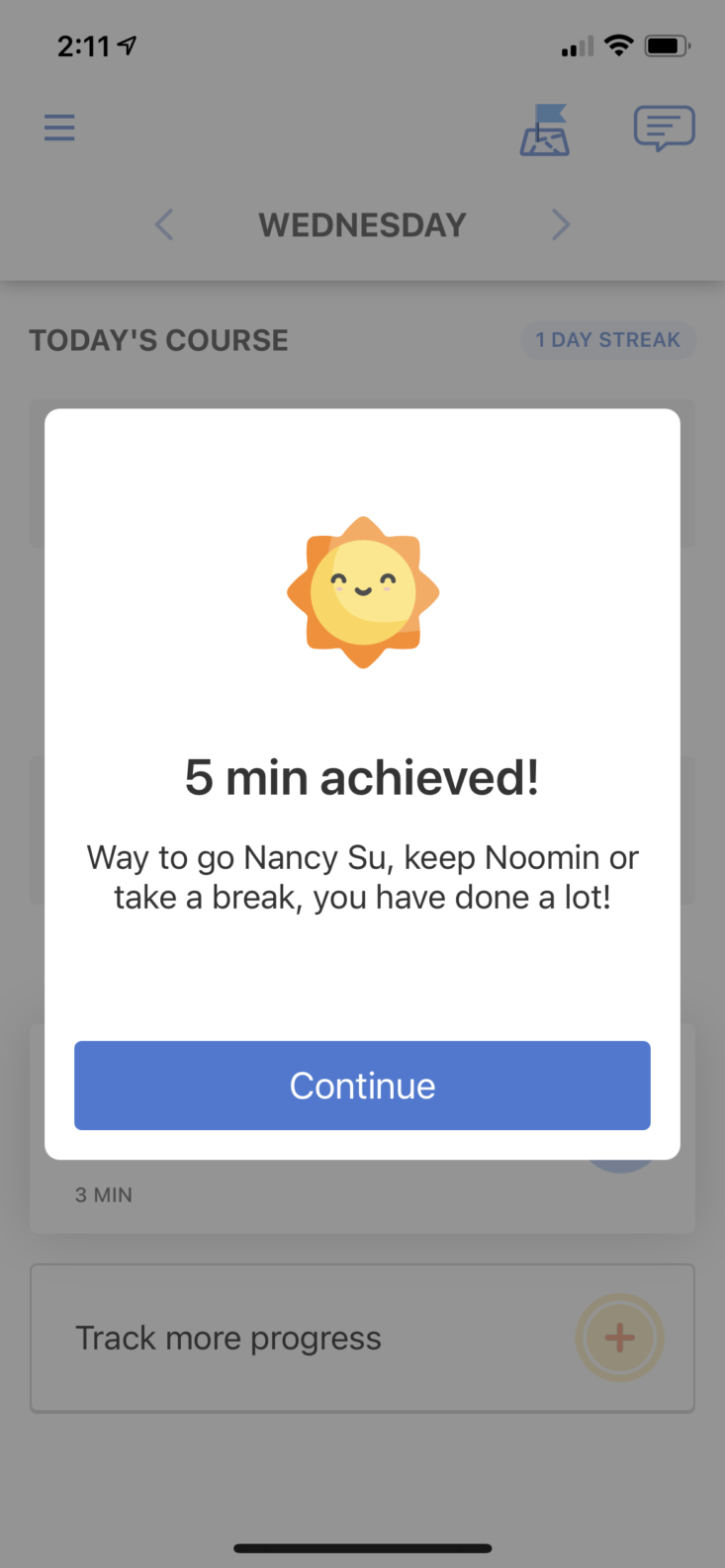 Noom achievement popup screenshot