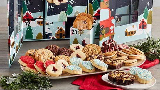 Photos of cookies and Advent Calendar from Harry & David