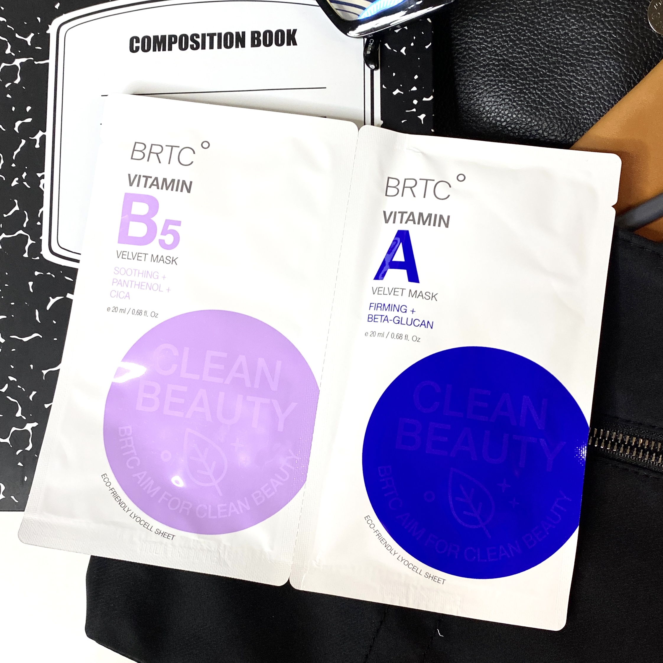 Front of BRTC Vitamin B5 Velvet & Vitamin A Velvet Mask Duo for Ipsy Glam Bag September 2021