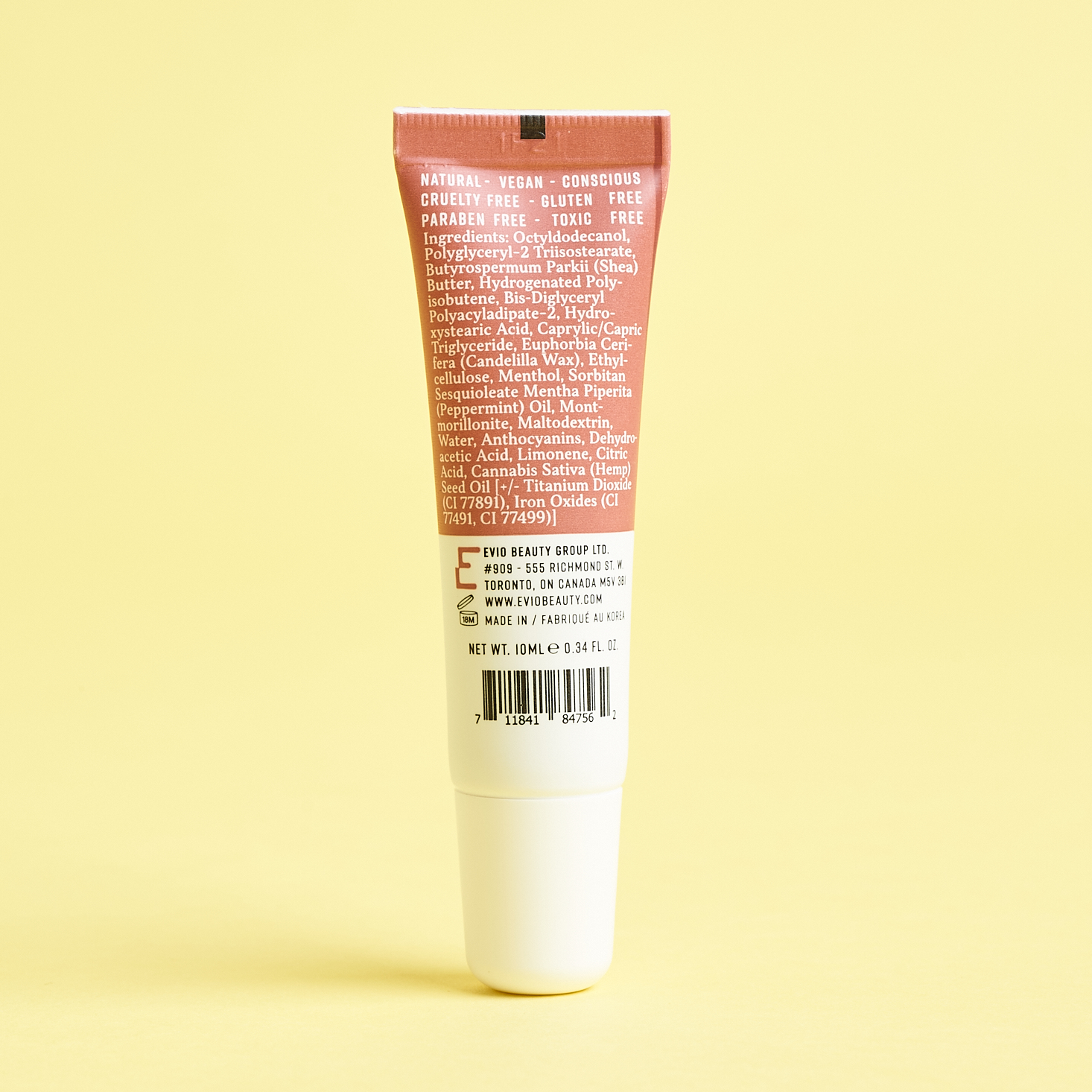 alternate view of pink and white lip balm tube