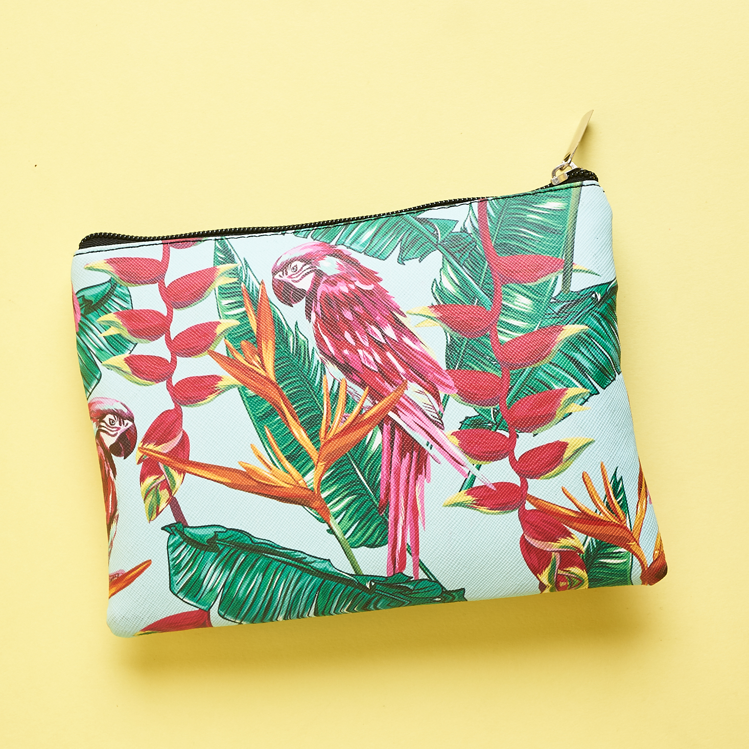 makeup bag with parrot