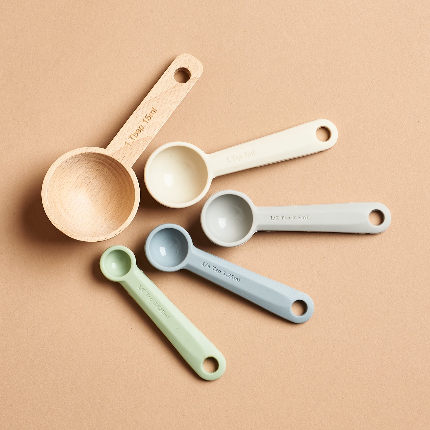 KI KITCHEN INNOVATIONS PERFECT MEASURE BEECHWOOD & SILICONE MEASURING SPOONS
