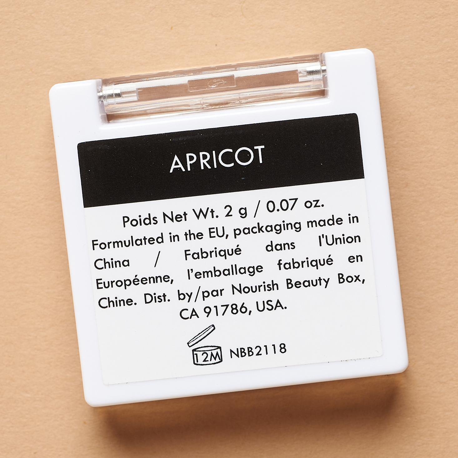 Back of Nourish Naturals Creamy Vegan Stain in Apricot for Nourish Beauty Box October 2021