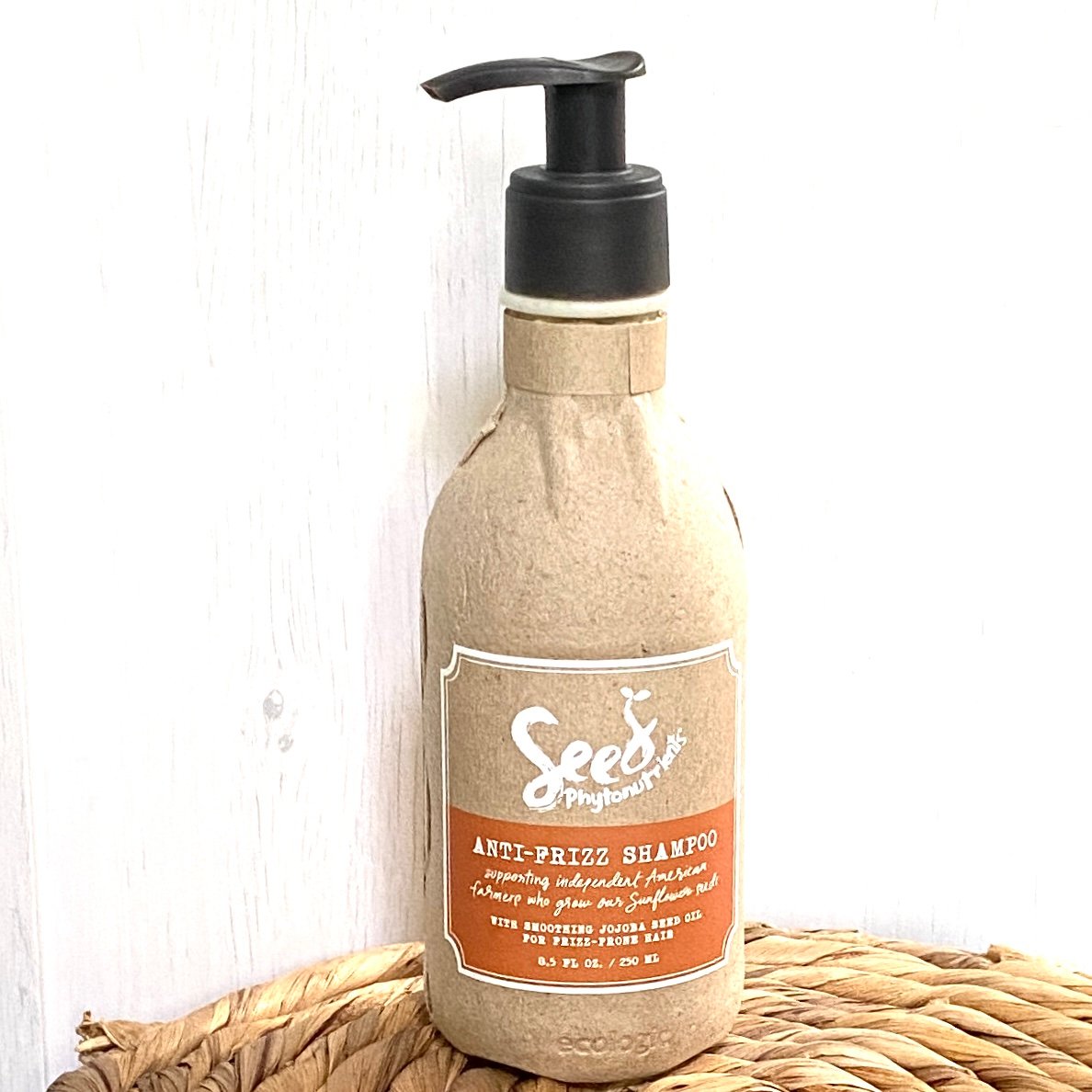 Front of Seed Phytonutrients Anti-Frizz Shampoo for Cocotique September 2021