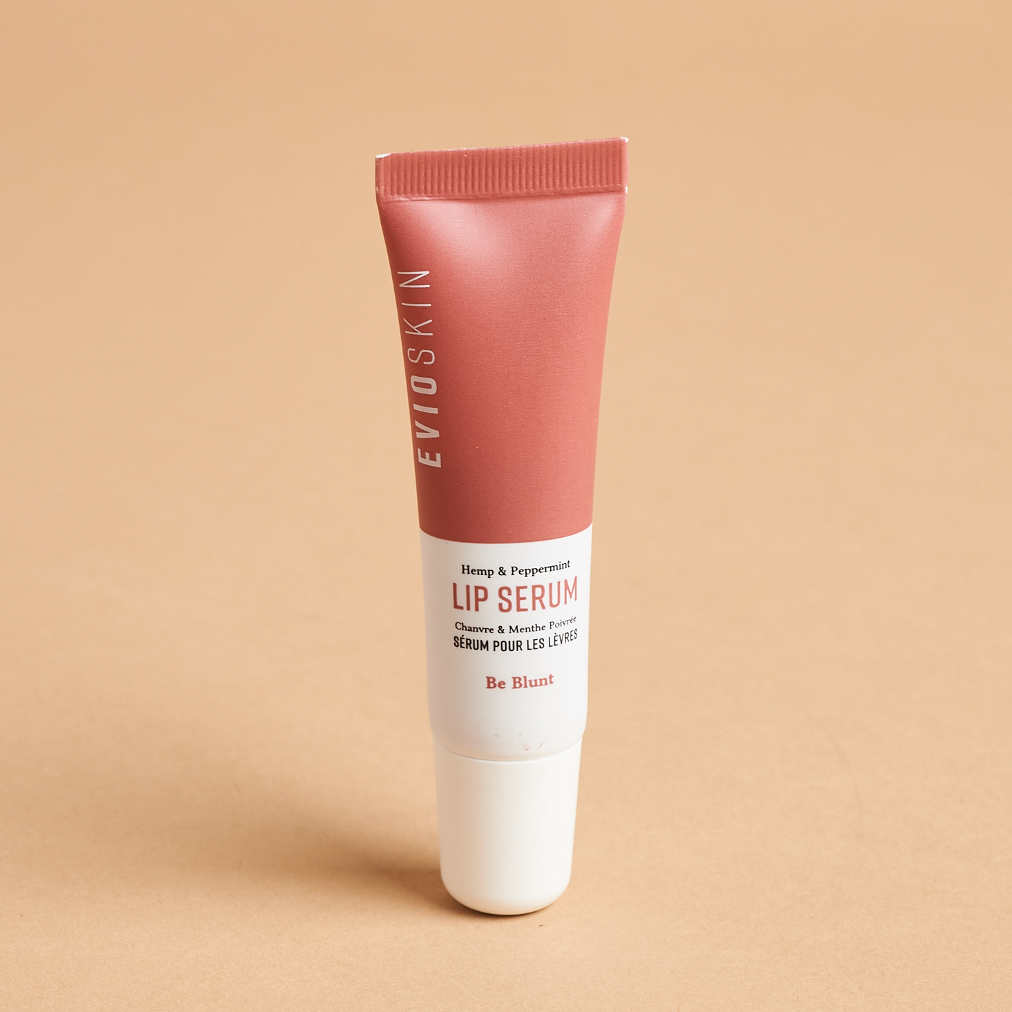 Front of Evio Tinted Lip Serum for Bombay and Cedar Beauty Box August 2021