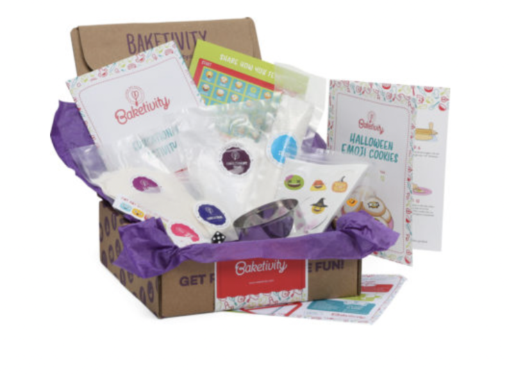 baketivity box with halloween baking products inside