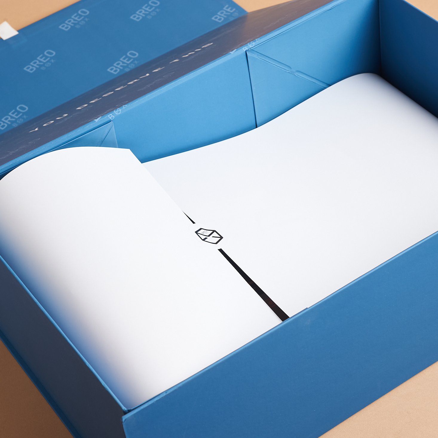 Opening blue box from Breo Box Fall 2021