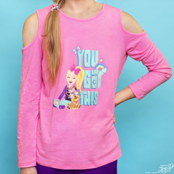 photo of girl wearing "You Got This" Jojo Siwa long sleeve shirt