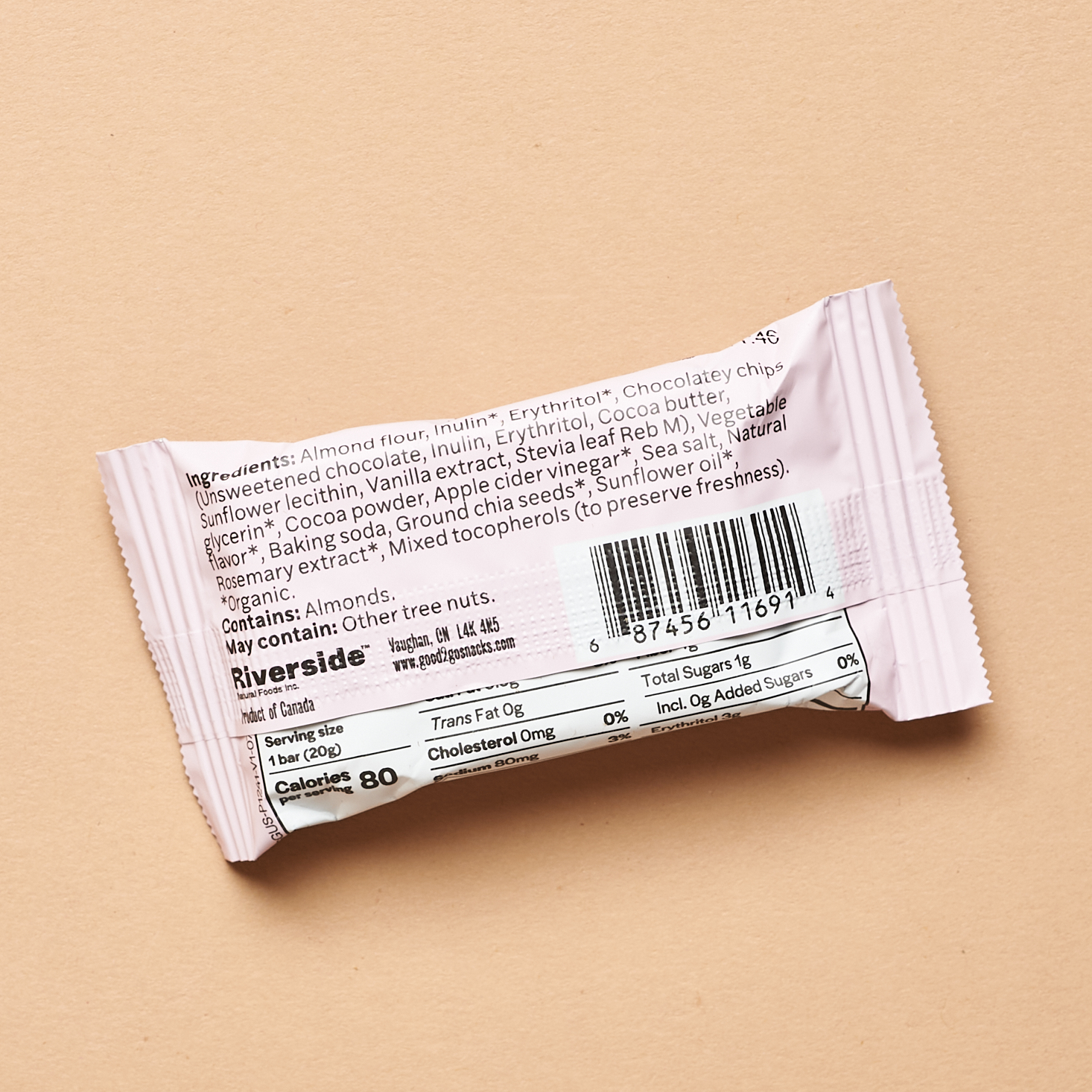 nutrition facts and ingredients for good to go chocolate treat