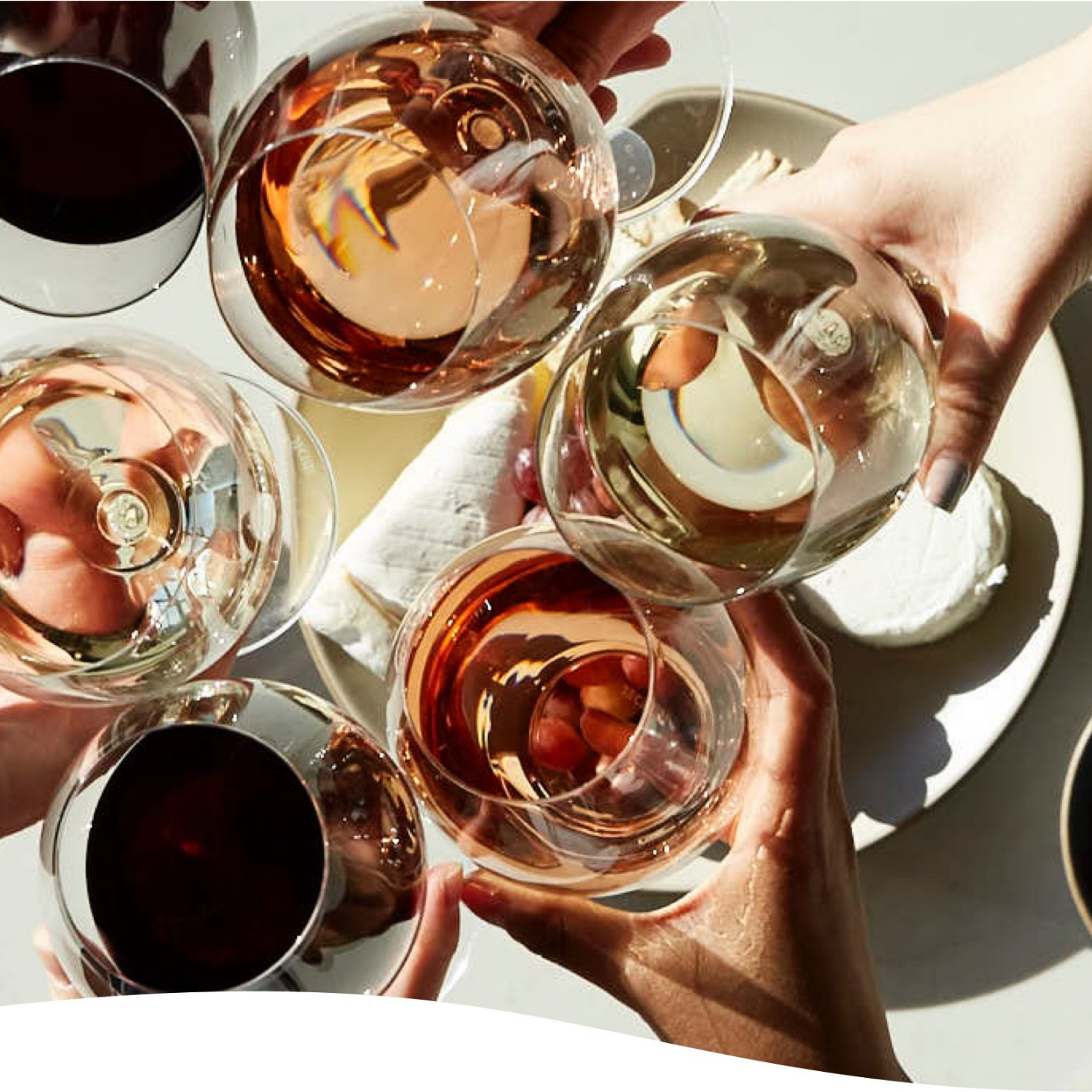 People holding glasses of wine for a toast