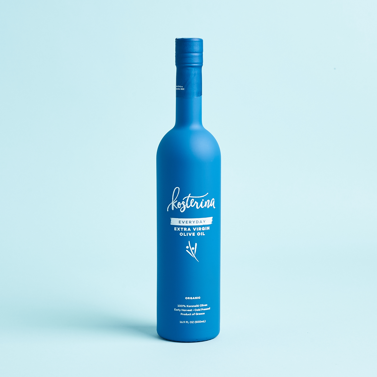 blue bottle on blue background