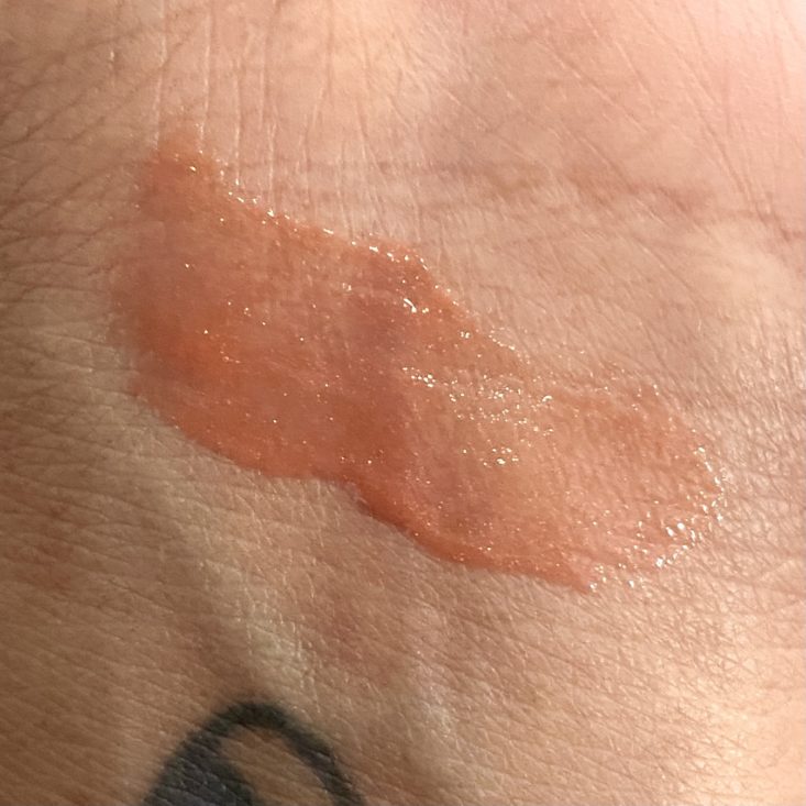 Swatch of Basic Beauty Lip Gloss in LIterally for Ipsy Glam Bag October 2021