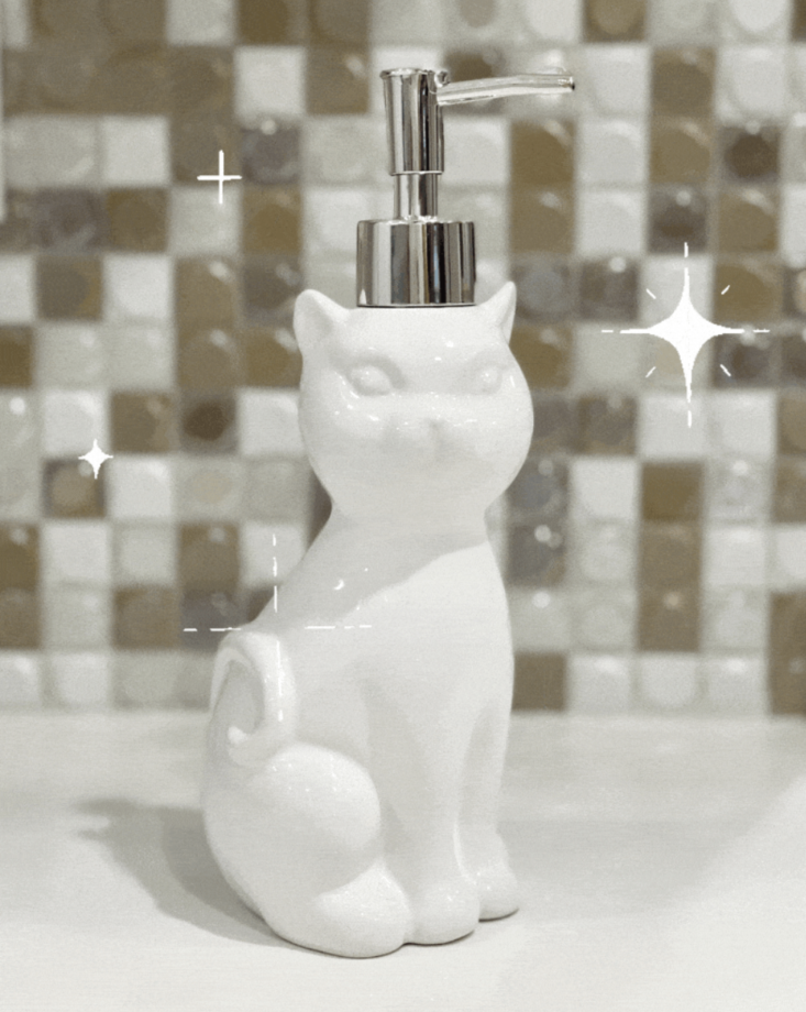 white Ceramic Cat Soap Dispenser