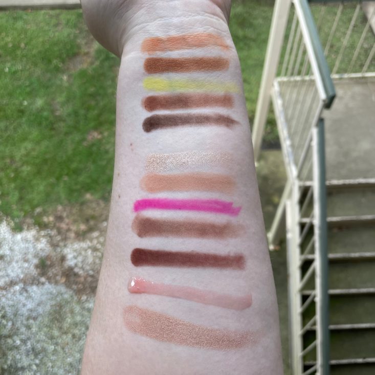 products from the box swatched in lines