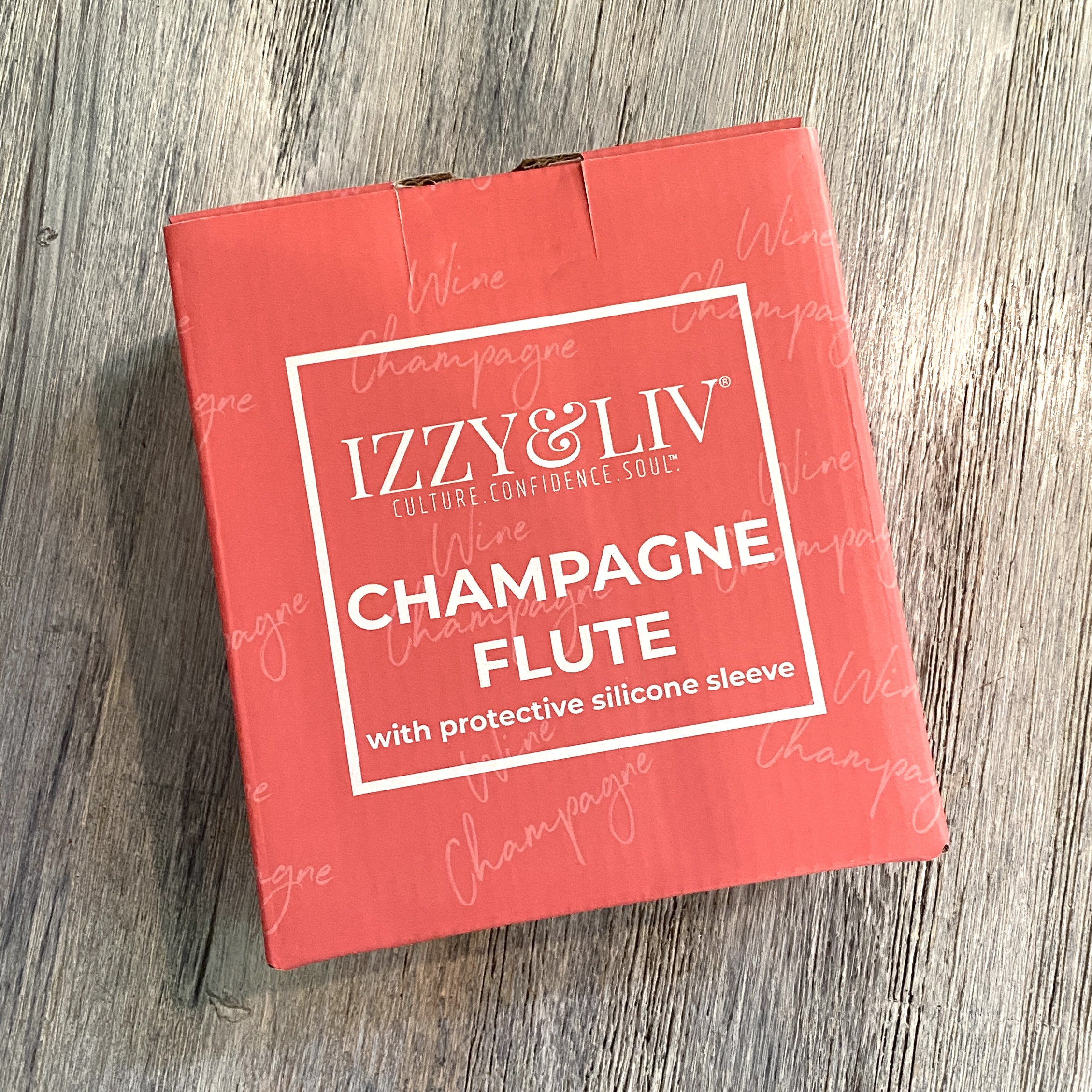 Box Front of Champagne Flute Box for Brown Sugar Box October 2021