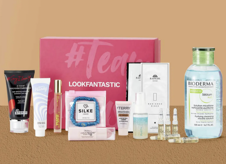 Lookfantastic box surrounded by beauty products