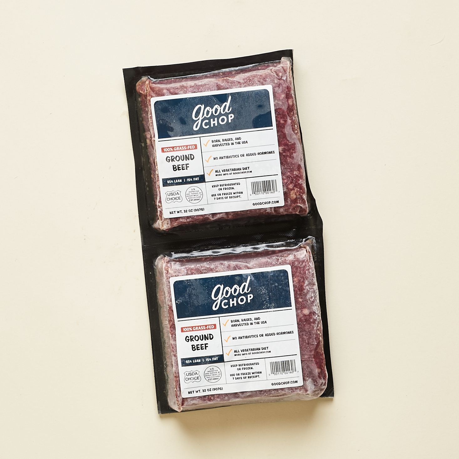 two packs frozen ground beef