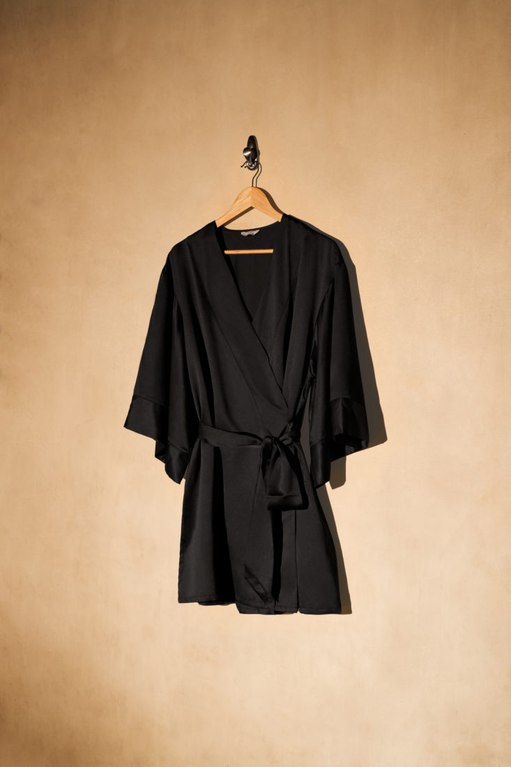 photo of black satin robe