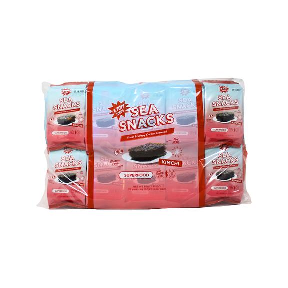 a 20 pack bag of kimchi sea snacks