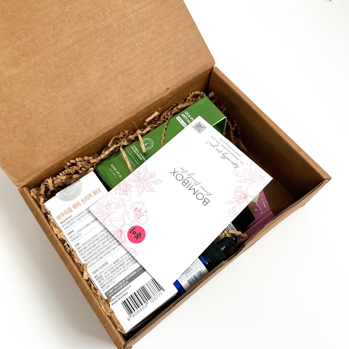 opened brown Kraft box showing the products inside