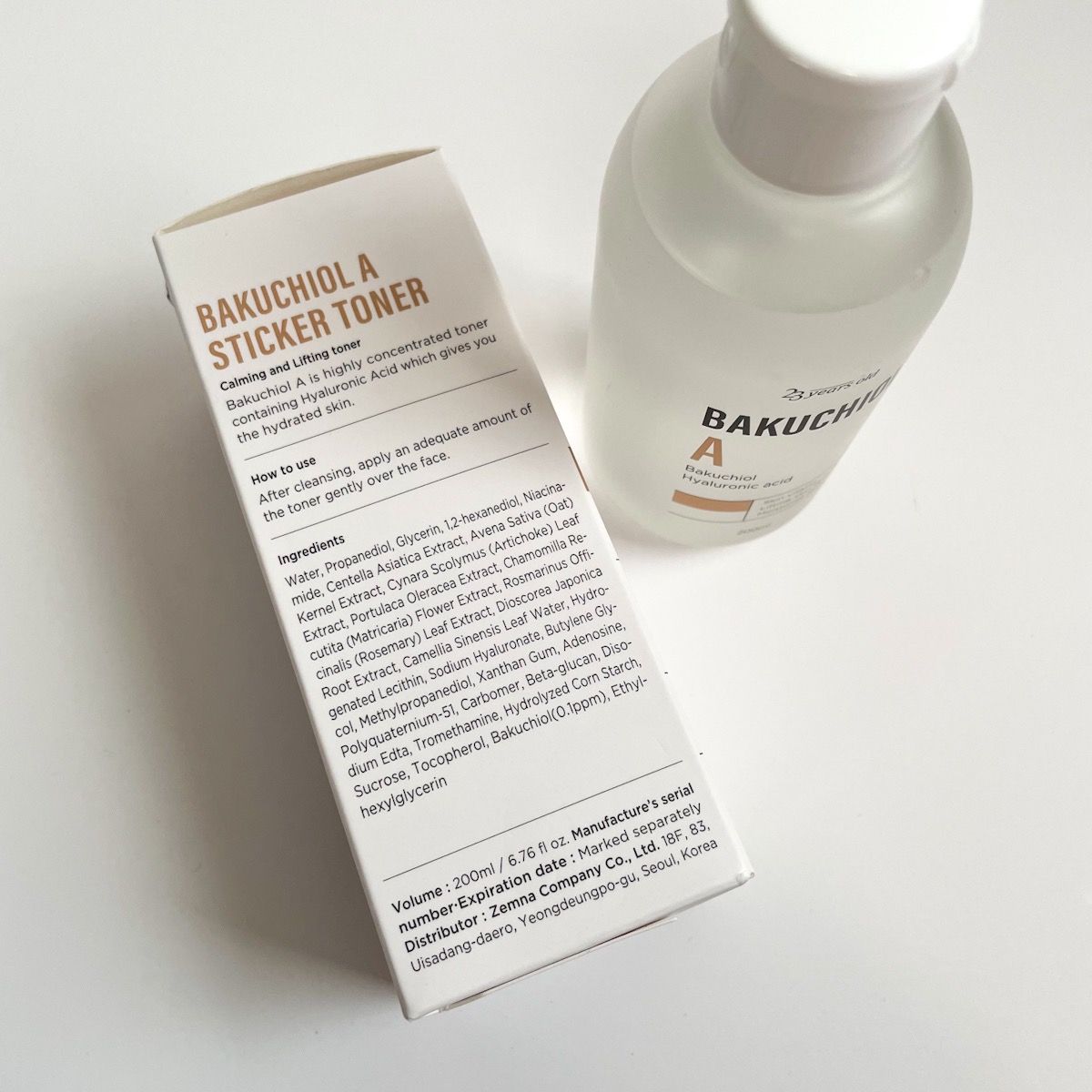 alternate view of toner and packaging showing the ingredients list