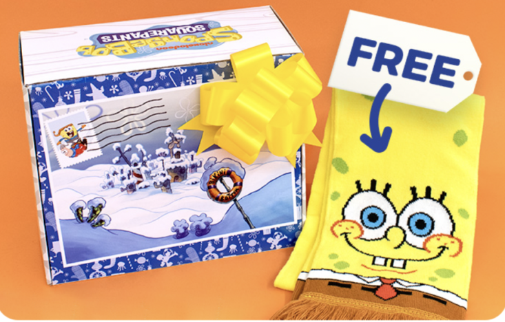 Bikini bottom box and spongebob scarf