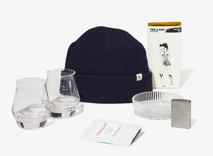 beanie, neat glasses, and other items in bespoke post esquire box