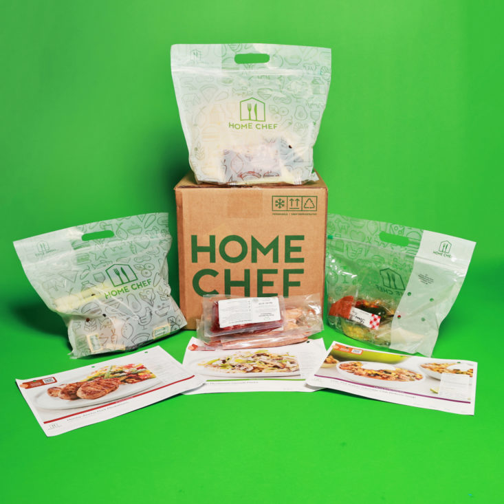 homechef box with food around it