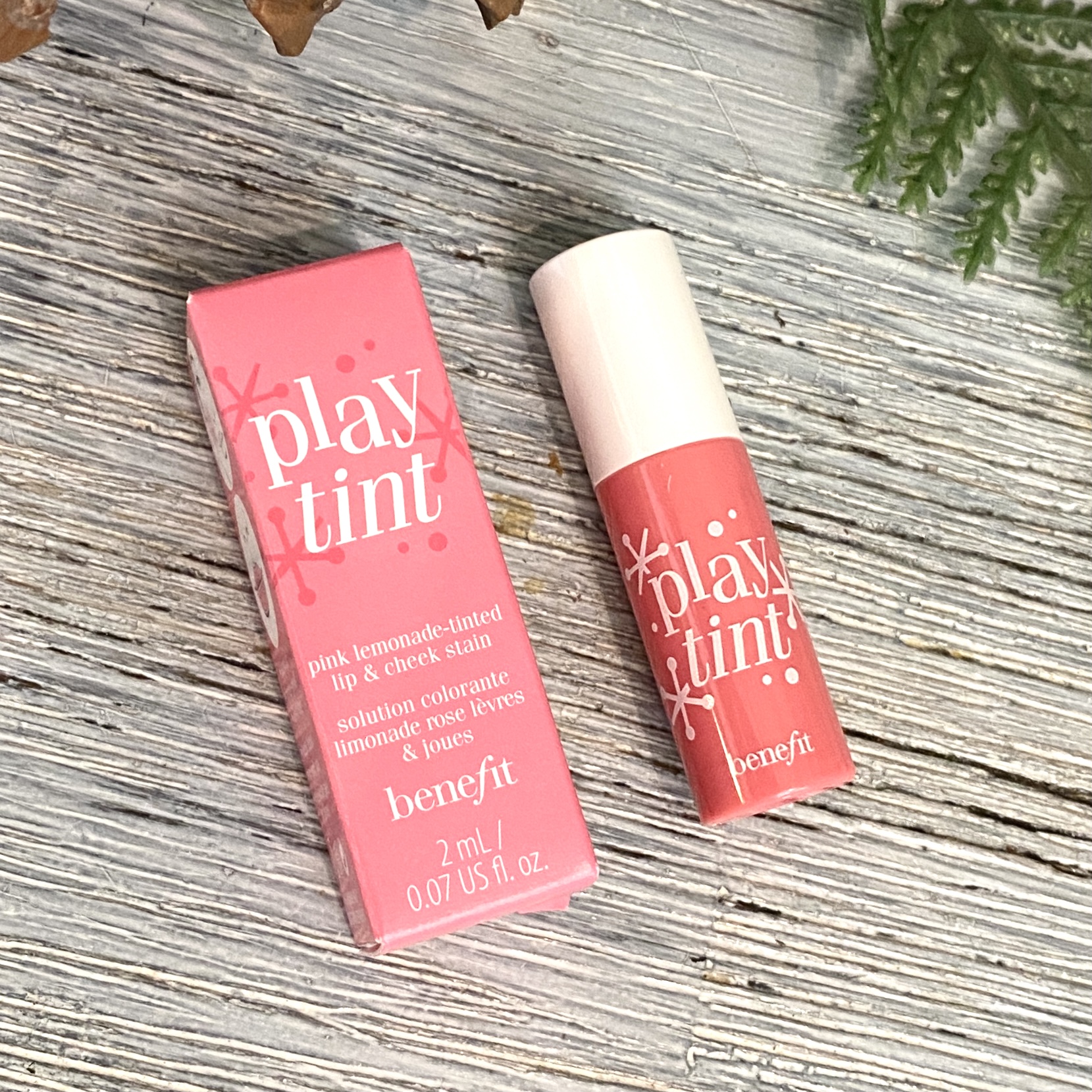 Front of Benefit Cosmetics Playtint Lip & Cheek Stain Box for Birchbox November 2021