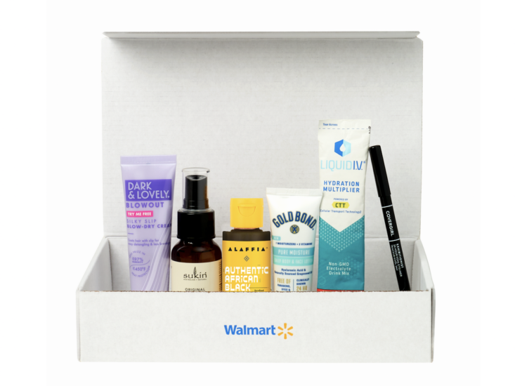 walmart beauty box with items inside of it