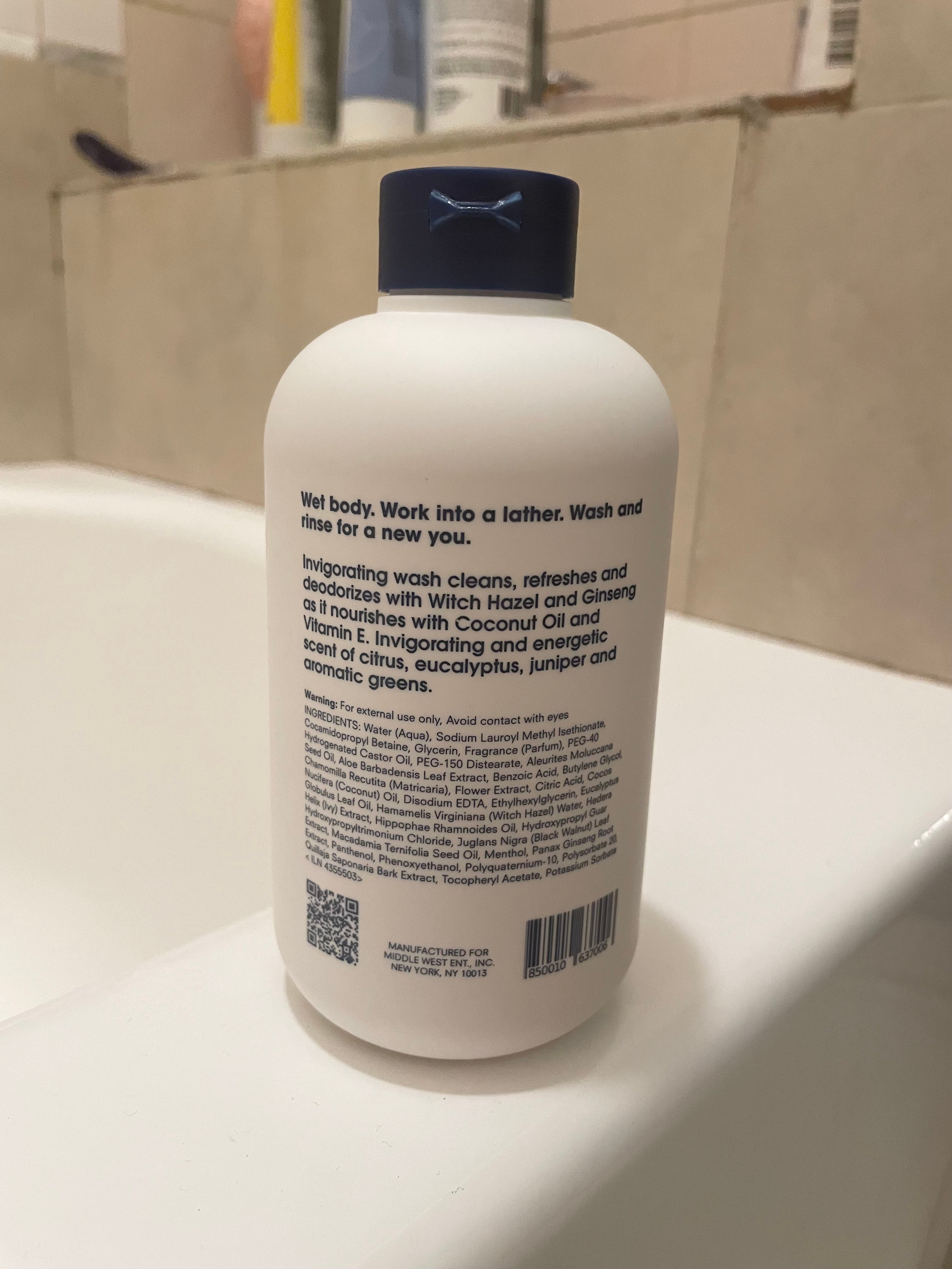 huron first impressions bodywash back of bottle