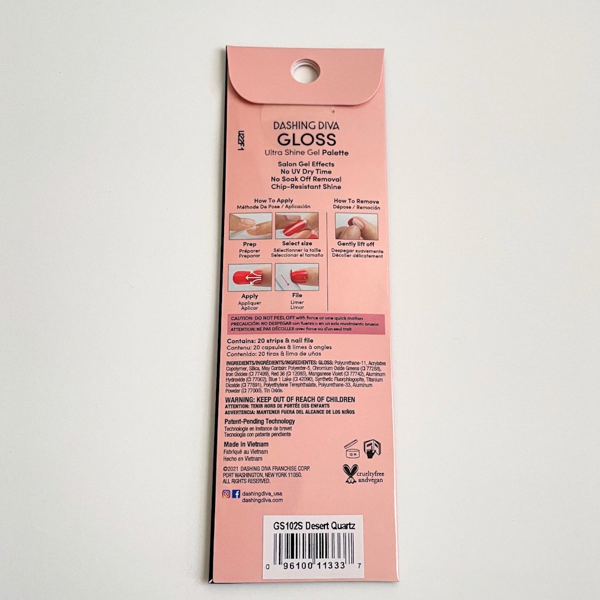 back of pink packaging demonstrating application process