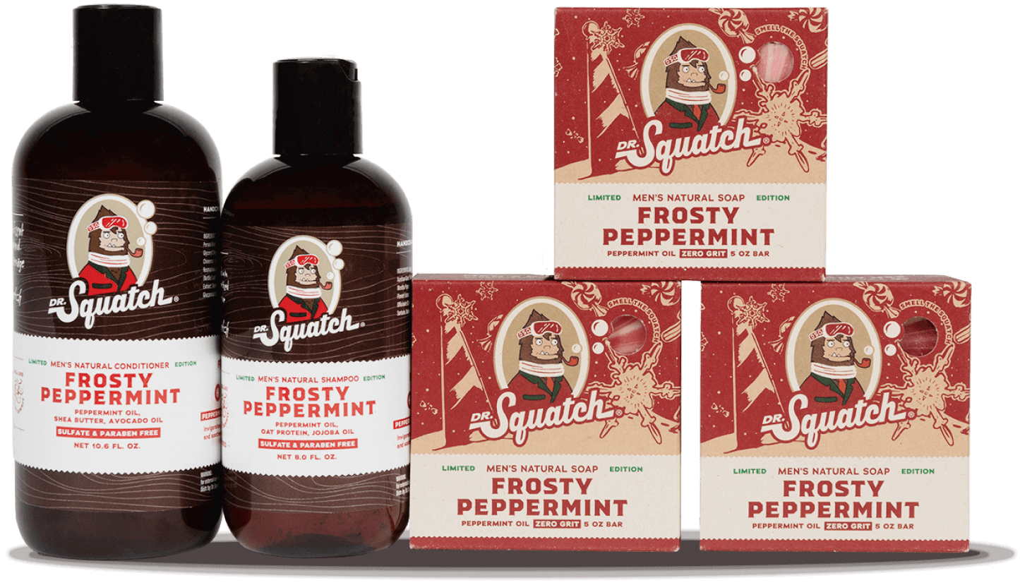 Dr Squatch Limited Edition Frosty Peppermint Shampoo, Conditioner, & 2 Soap  Set