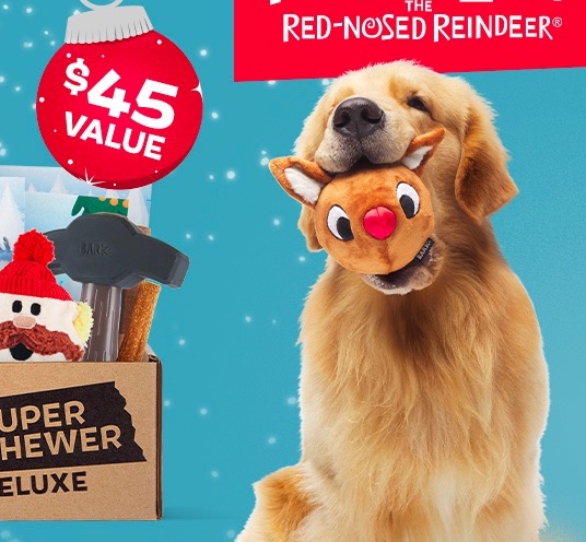 Barkbox Super Chewer Cyber Monday 2021 Deal: Double Your First Box Free and Get the Rudolph Themed Box Now
