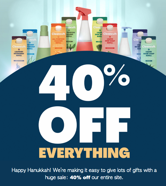 Cleancult Hannukah 2021 Sale: 40% Off Everything!