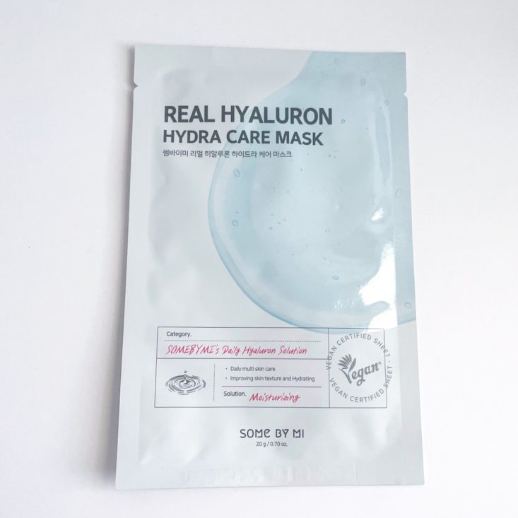 blue and white sheet mask