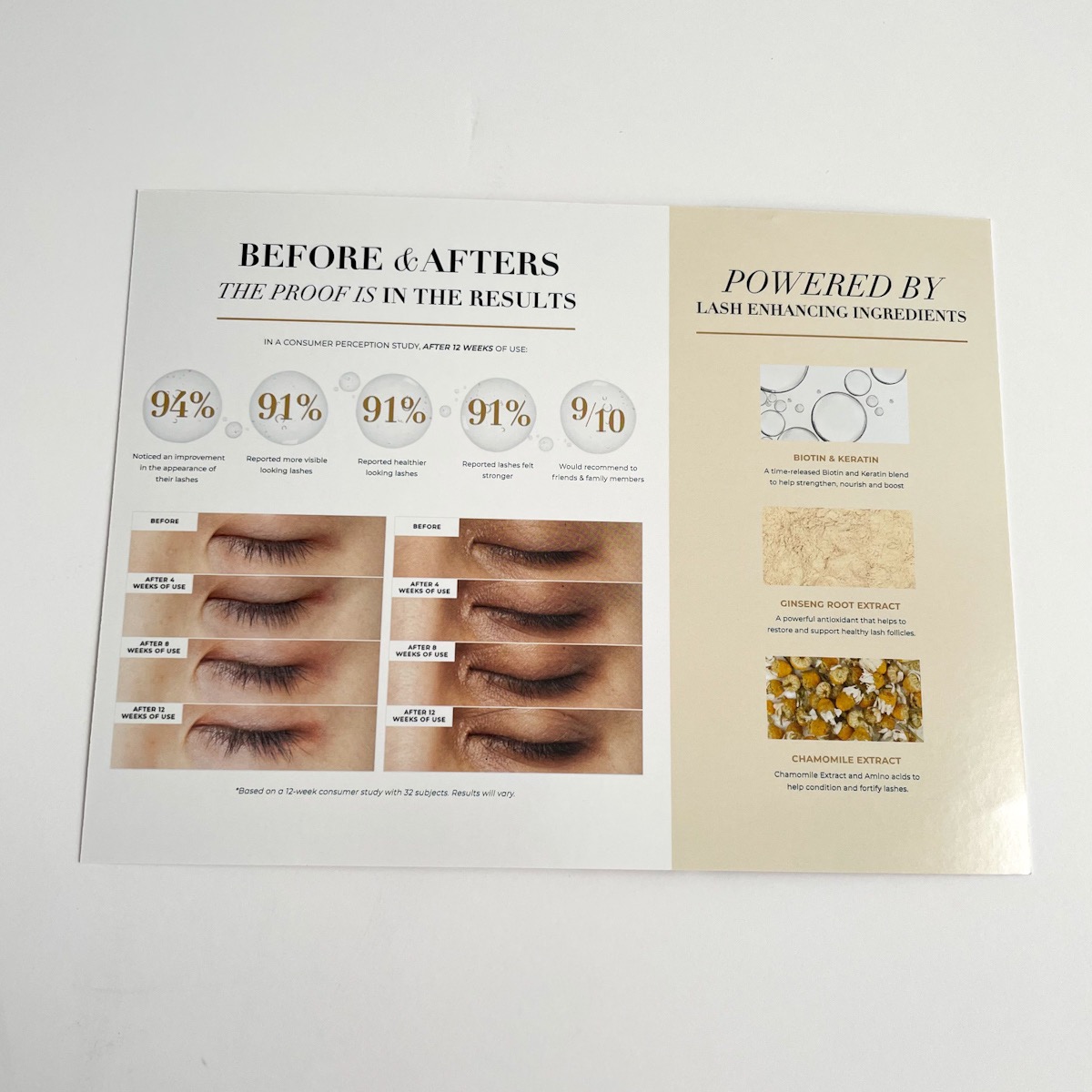 lily lashes info insert, back