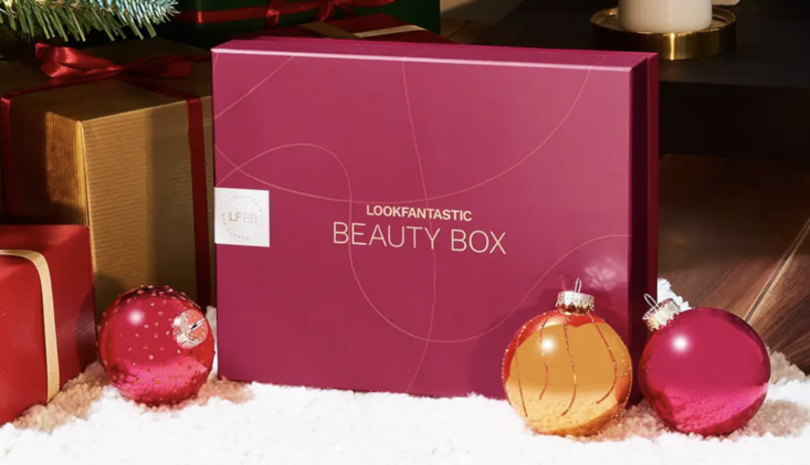 lookfantastic beauty box and christmas ball ornaments