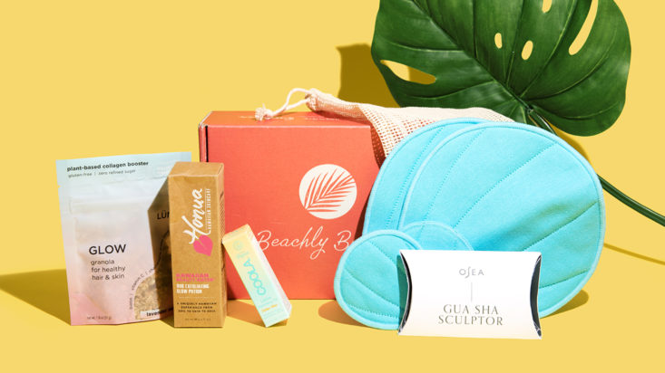 Wide Shot of Full Contents for Beachly Beauty Box November 2021