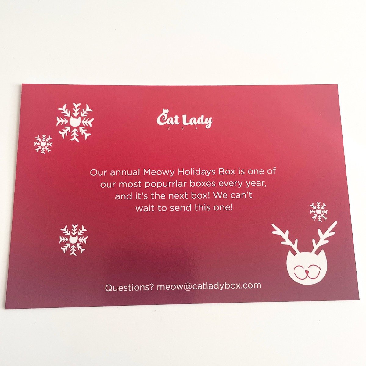 back of insert about the holidays