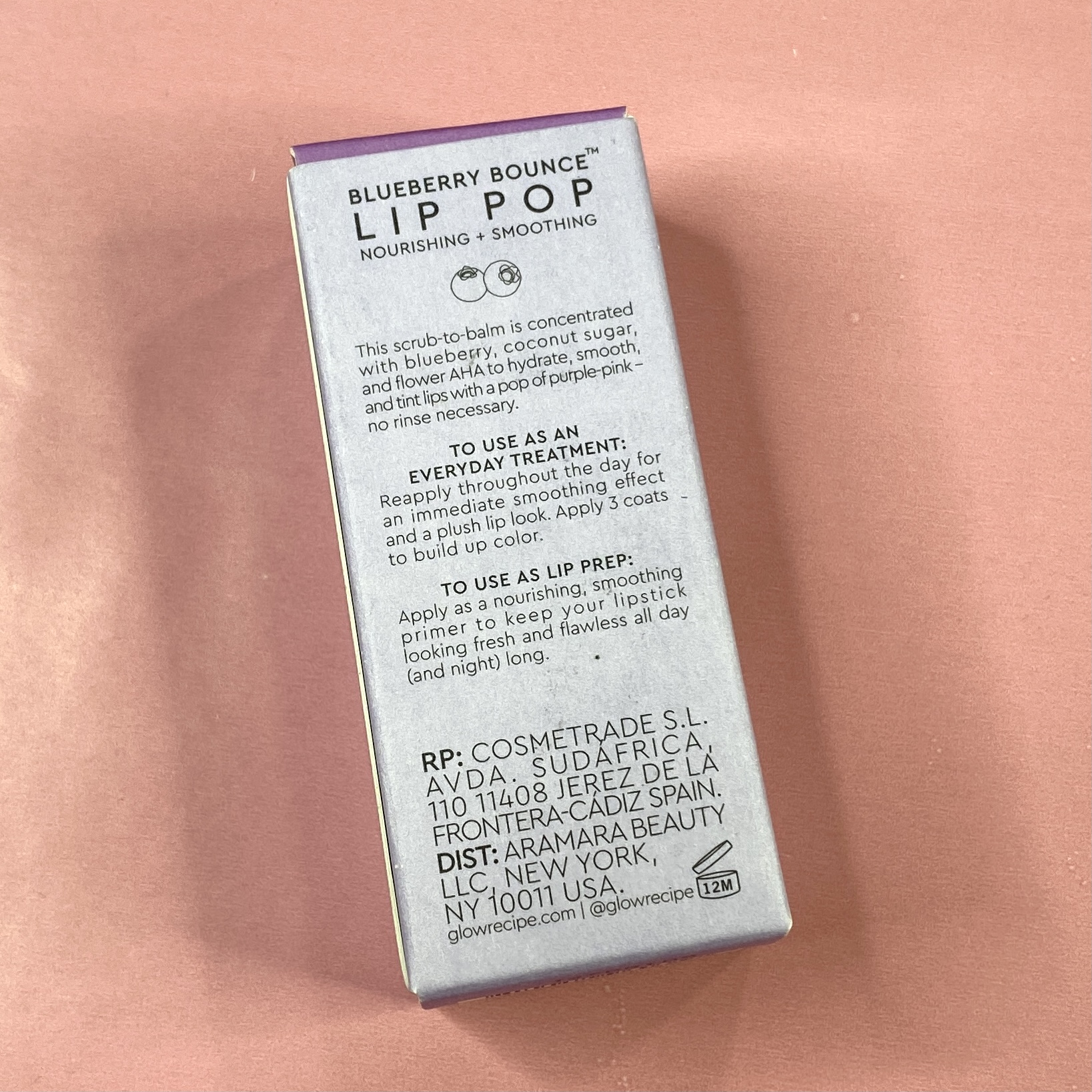 Back of Glow Recipe Lip Pop in Blueberry Bounce for InStyle x Astrology Zone - The Cosmic Collection - Water