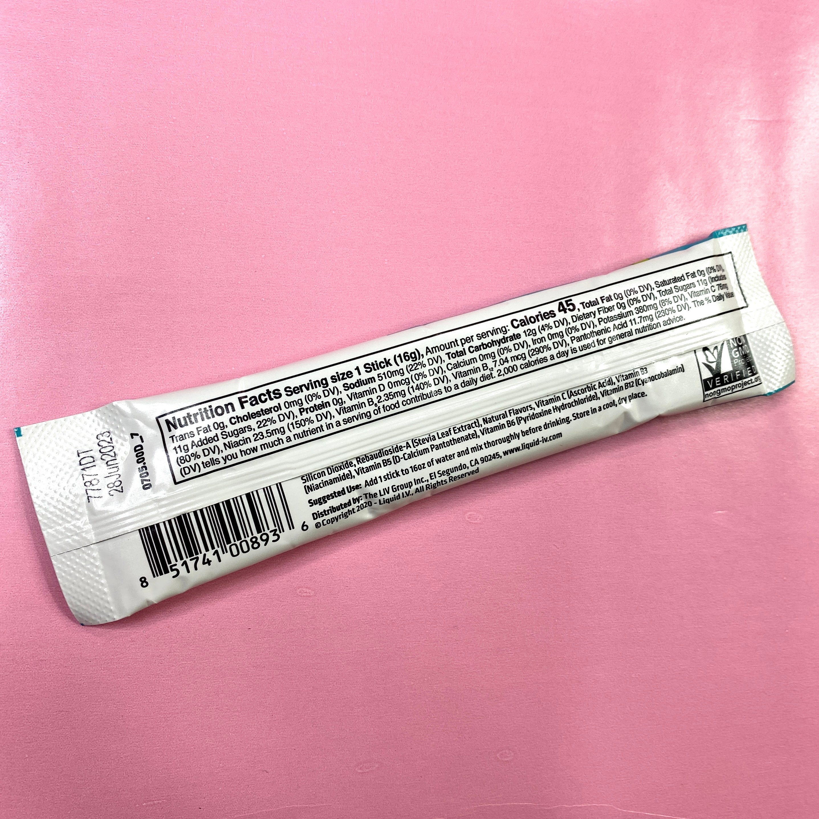 Back of Liquid I.V. Hydration Sticks for InStyle x Astrology Zone - The Cosmic Collection - Water